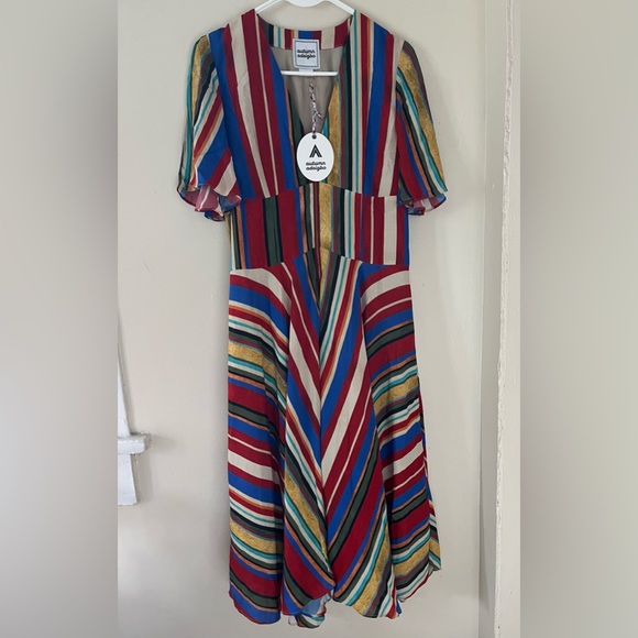 Autumn Adeigbo Striped V-Neck Astrid Dress sz 2 - Picture 5 of 12
